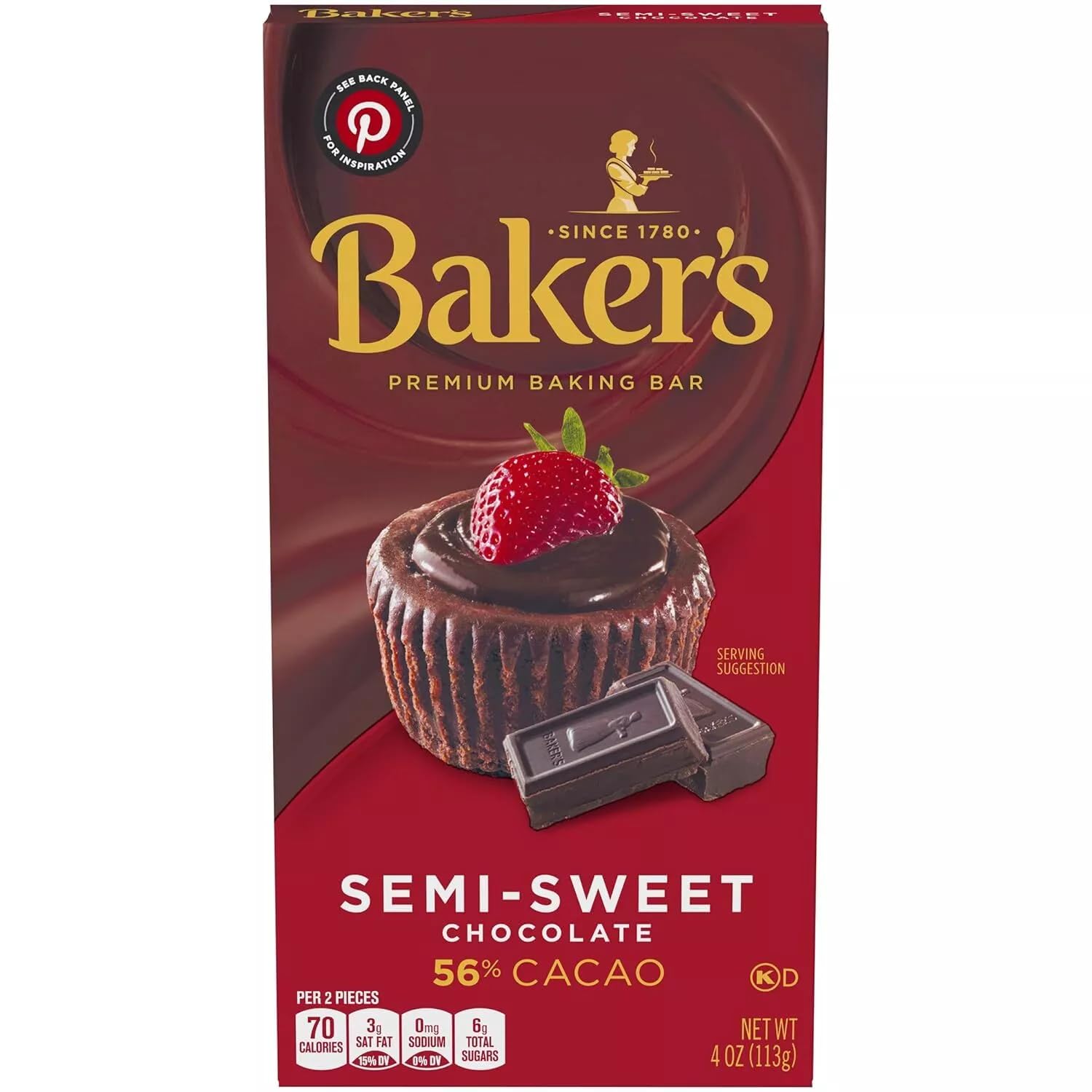 Baker's Semi Sweet Baking Chocolate Squares, High Quality for Baking Enthusiasts, Perfect for Cookies and Brownies, Ric