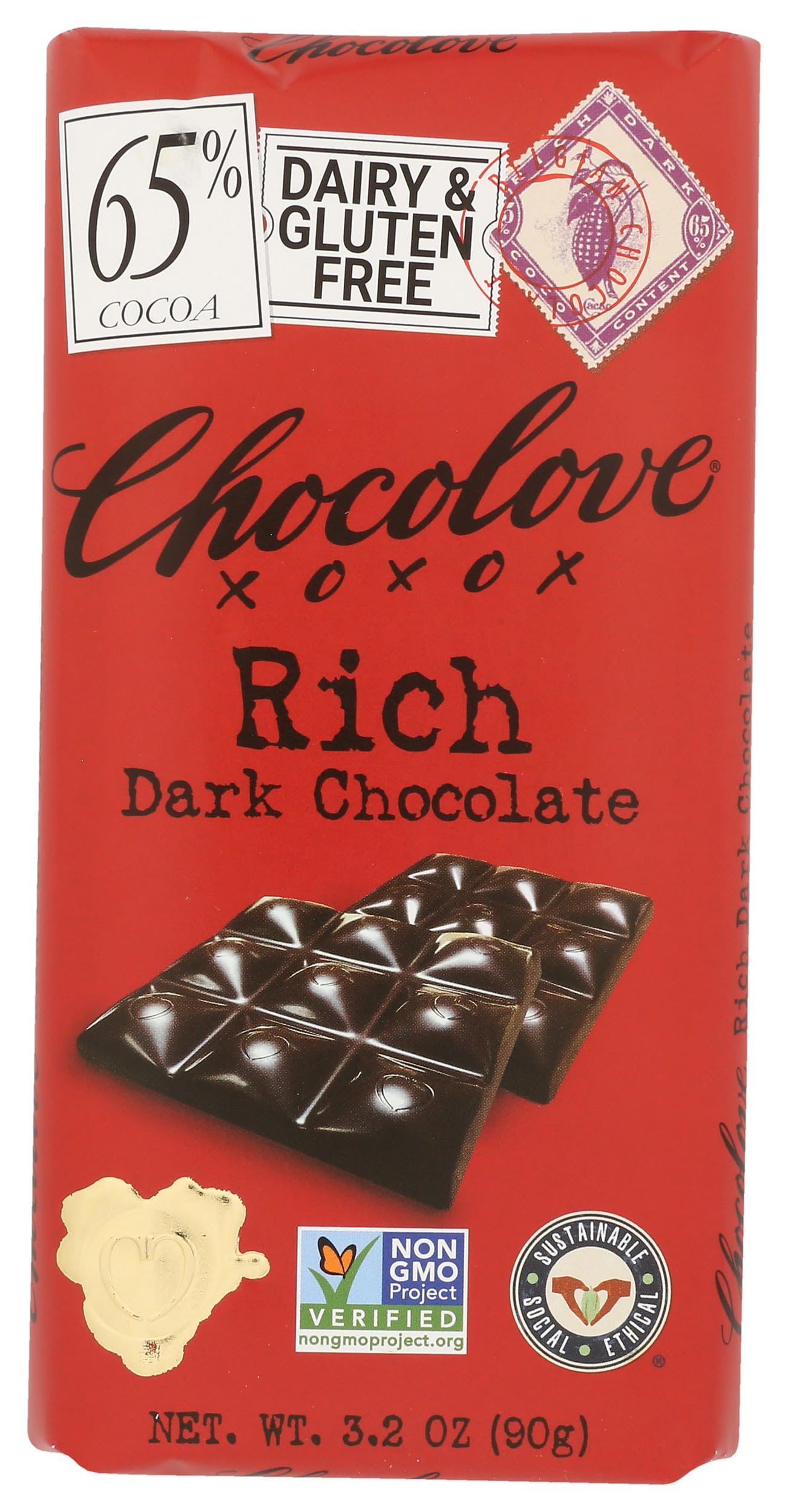 Chocolove Rich Dark Chocolate Bar - Dark Chocolate, Premium Quality, Chocolate Lovers, Gift Giving, Rich and Smooth Flav